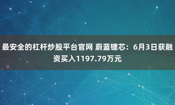 最安全的杠杆炒股平台官网 蔚蓝锂芯：6月3日获融资买入1197.79万元